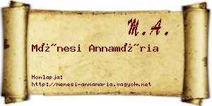 Ménesi Annamária névjegykártya